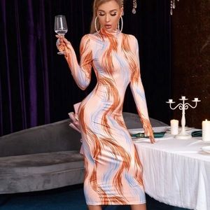 Long sleeve body con dress